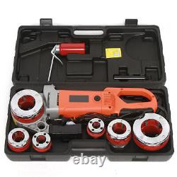 110V Electric Pipe Threader Pipe Threading Machine 6 Dies 1/2-2 HD Pipe Cutter