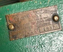 1837 Toledo No. 2 Geared Pipe Threader with 2-1/2 Dies machine Excellent