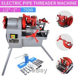750W Electric Pipe Threader Machine 3 Legs (1/2 2) Threading Cutter