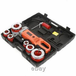 Electric Pipe Cutter Kit Pipe Threader Tool Set Threading Machine & 6 Dies