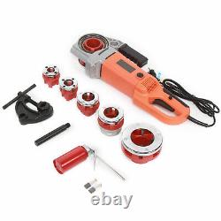 Electric Pipe Threader Pipe Clamp Threading Machine Portable Pipe Cutter +6 Dies