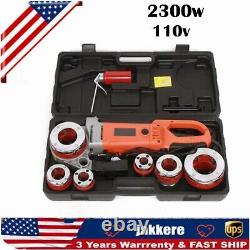 Electric Pipe Threader Pipe Threading Machine 2300W 6 Dies 1/2-2 Portable 110V