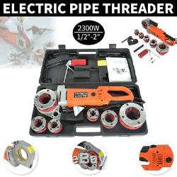 Portable Electric Pipe Threader with 6 Dies Threading Machine 1/2 to 2