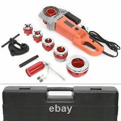 Portable Electric Tube Threading Machine Pipe Threader Kit With Clamp with 6 Dies
