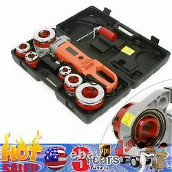 Portable Electric Tube Threading Machine Pipe Threader Kit with Clamp & 6 Dies