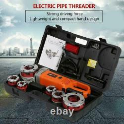 Portable Handheld 220V Electric Pipe Threader With6 Dies Threading Machine EU plug