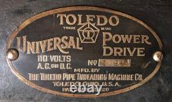 RARE Antique 1920s Toledo Universal Power Drive Pipe Threader Threading Machine