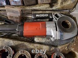 Ridgid #600 Handheld Pipe Threading Machine W' (4) Dies & 7 Pkgs Blades Used