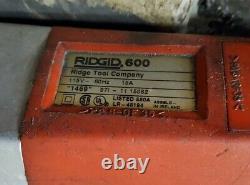 Ridgid #600 Handheld Pipe Threading Machine W' (4) Dies & 7 Pkgs Blades Used