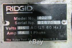 Ridgid 802 Pipe Treading Machine WithBase Stand & Power Chuck